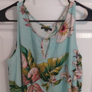 FOR CYNTHIA floral maxi dress Size L, mesh trim.